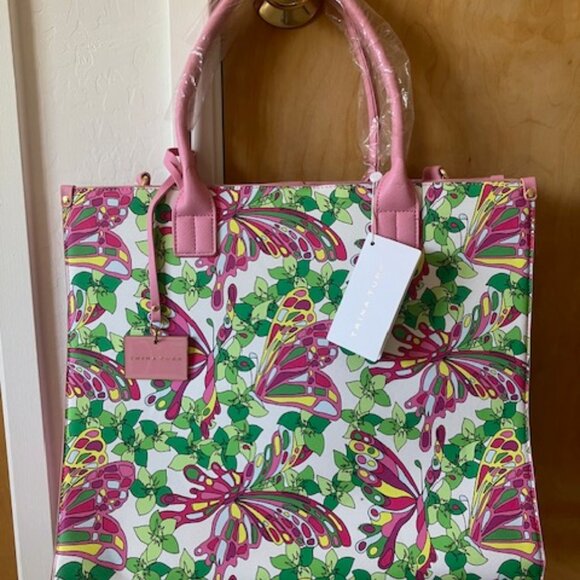 NWT TRINA TURK large tote bag with shoulder strap butterflies - Picture 2 of 8